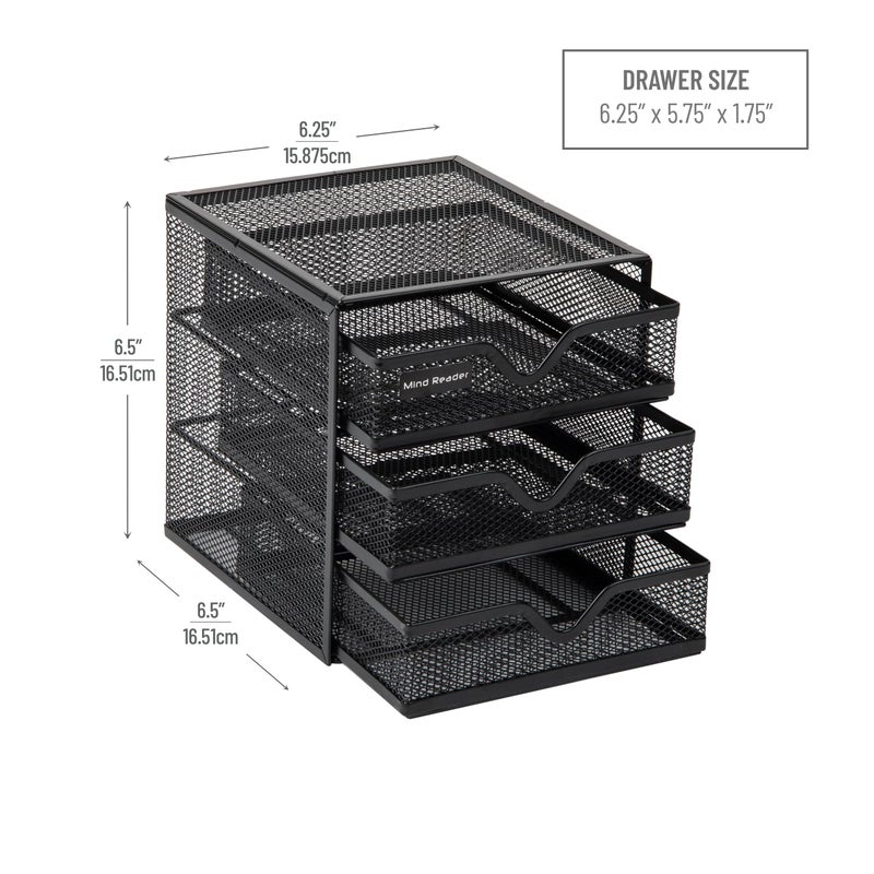 Mind Reader Desktop Accessory Storage, Desk Supplies, Organizer, Office, Metal Mesh, 6.25" L x 6.5" W x 6.5" H, Black - Image 3